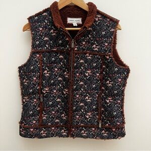 Sherpa Feminine Floral Patchwork Cottagecore Zip Up Vest M